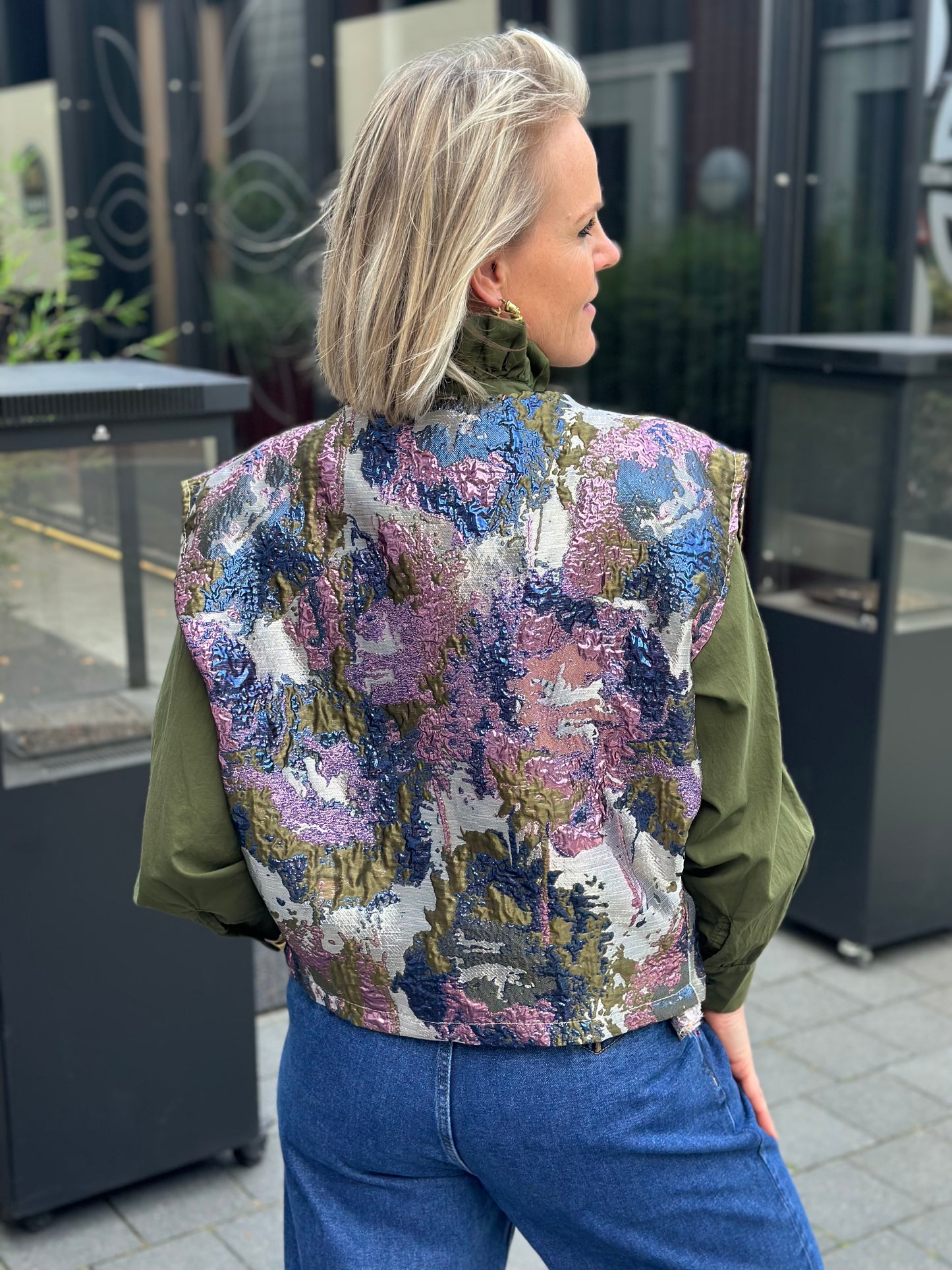 Metallic gilet khaki, lila, Navy