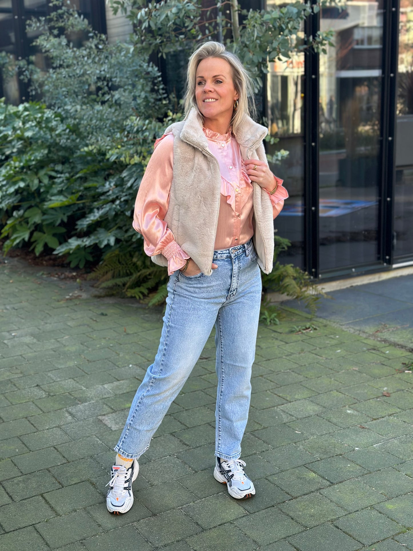 silky blouse poeder roze