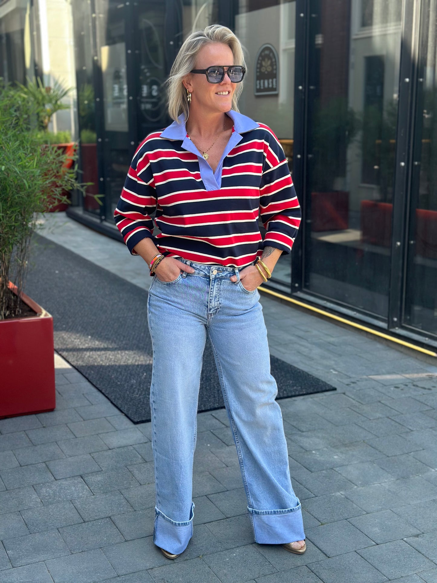 Tall turn up jeans blue Queen Hearts