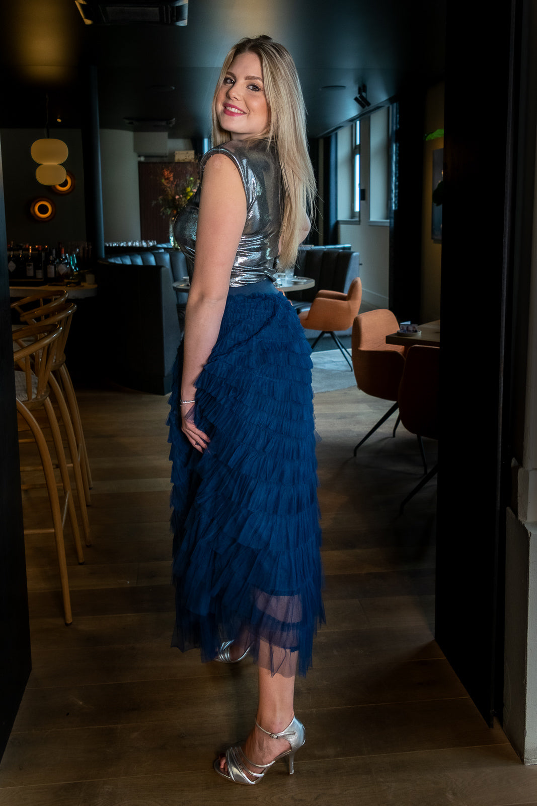 Metallic top Pam Zilver