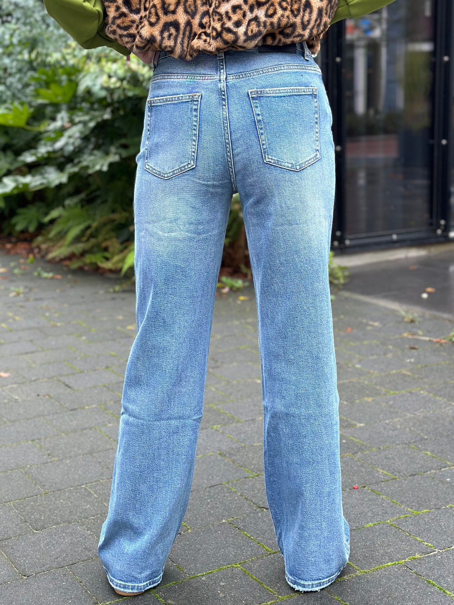 Tall wide leg jeans mid blue Toxik