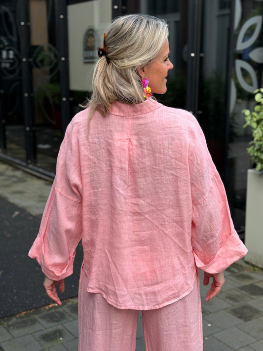 Linnen blouse Linda zalm