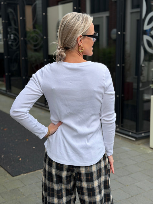 Grandad longsleeve rib wit