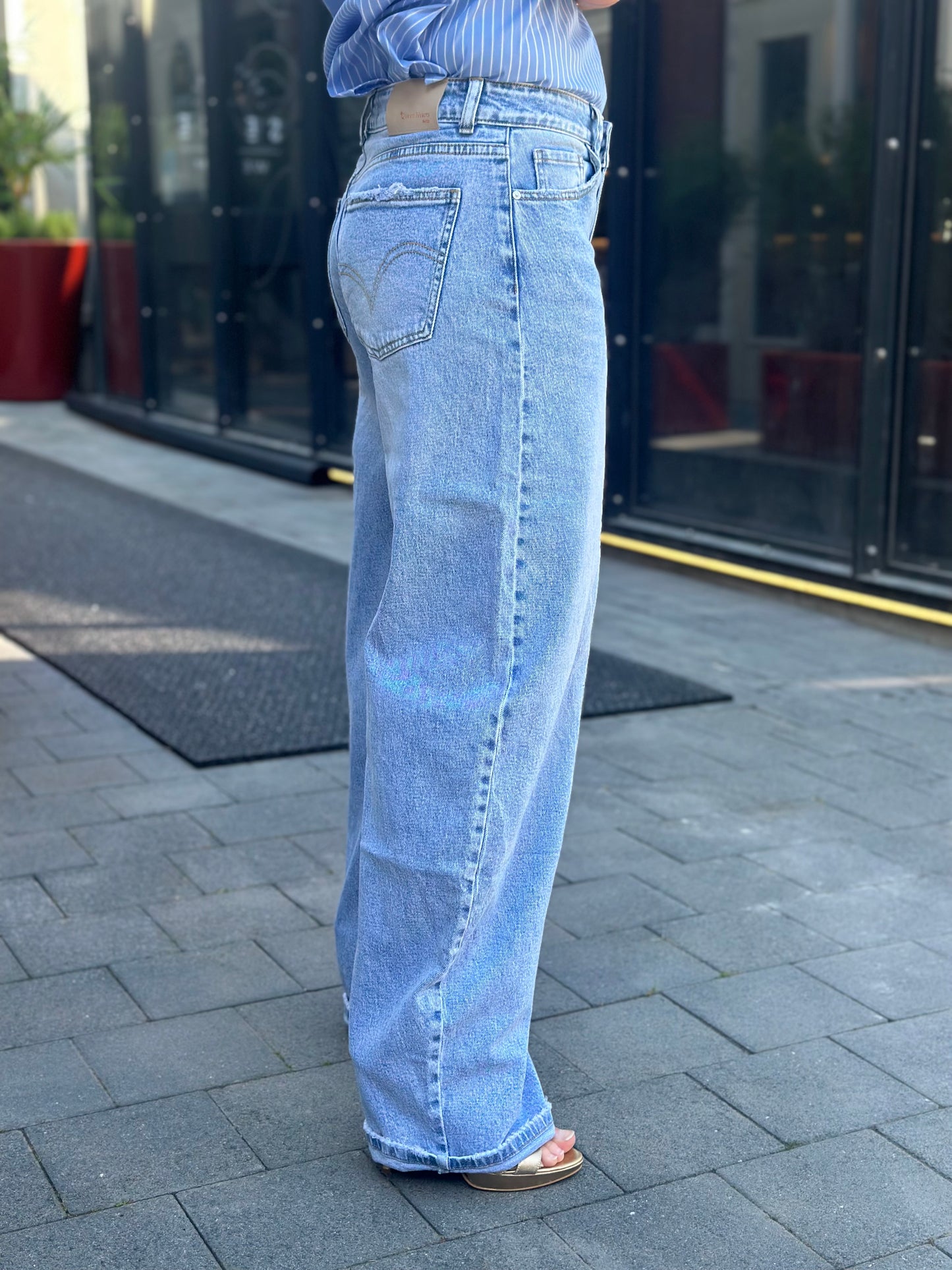Tall ballon/barrel jeans blue Queen Hearts