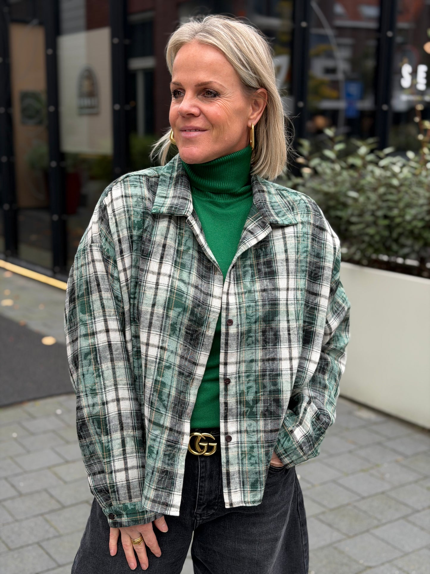 Geruite blouse groen