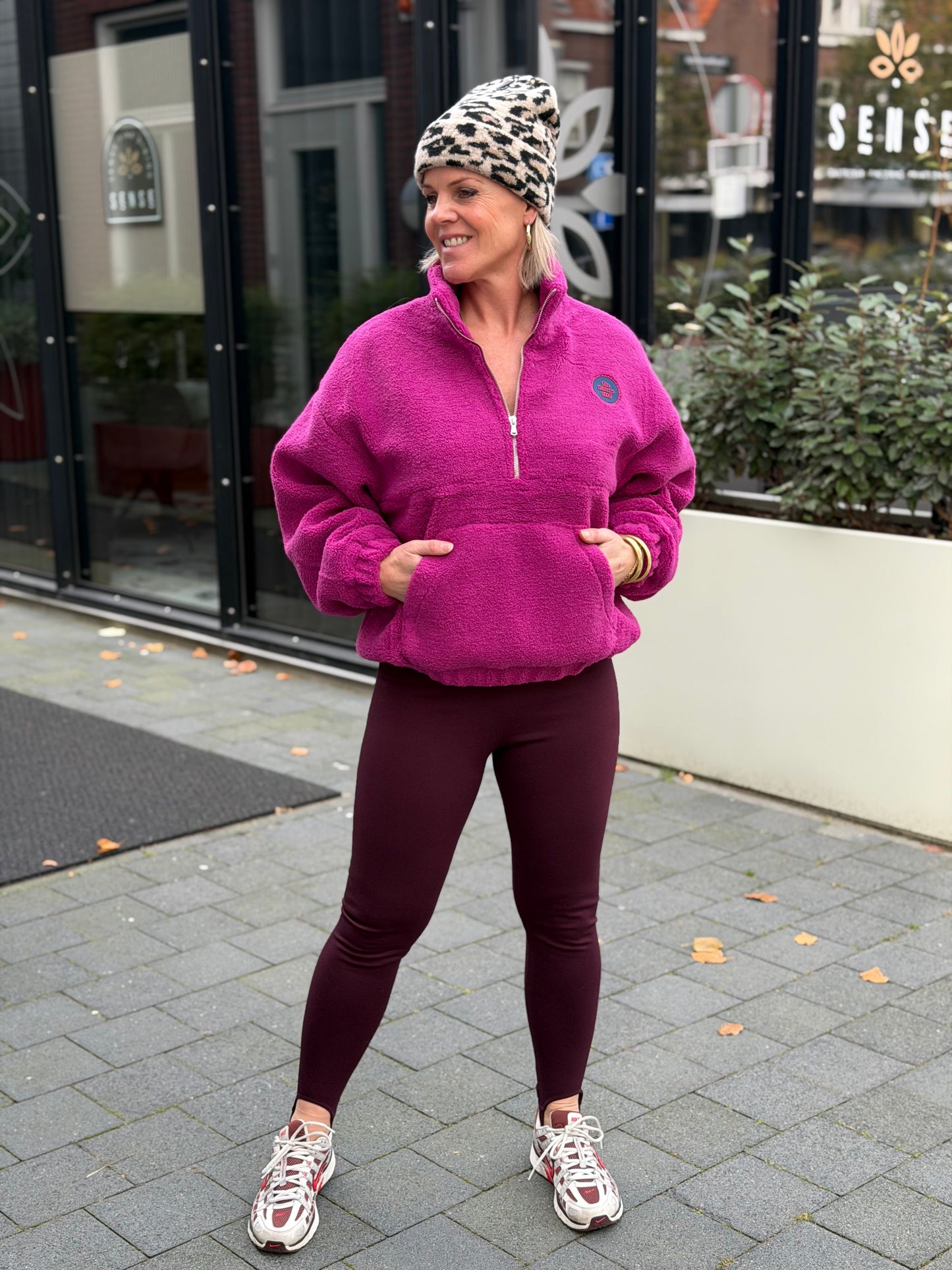 Teddy trui anorak fuchsia