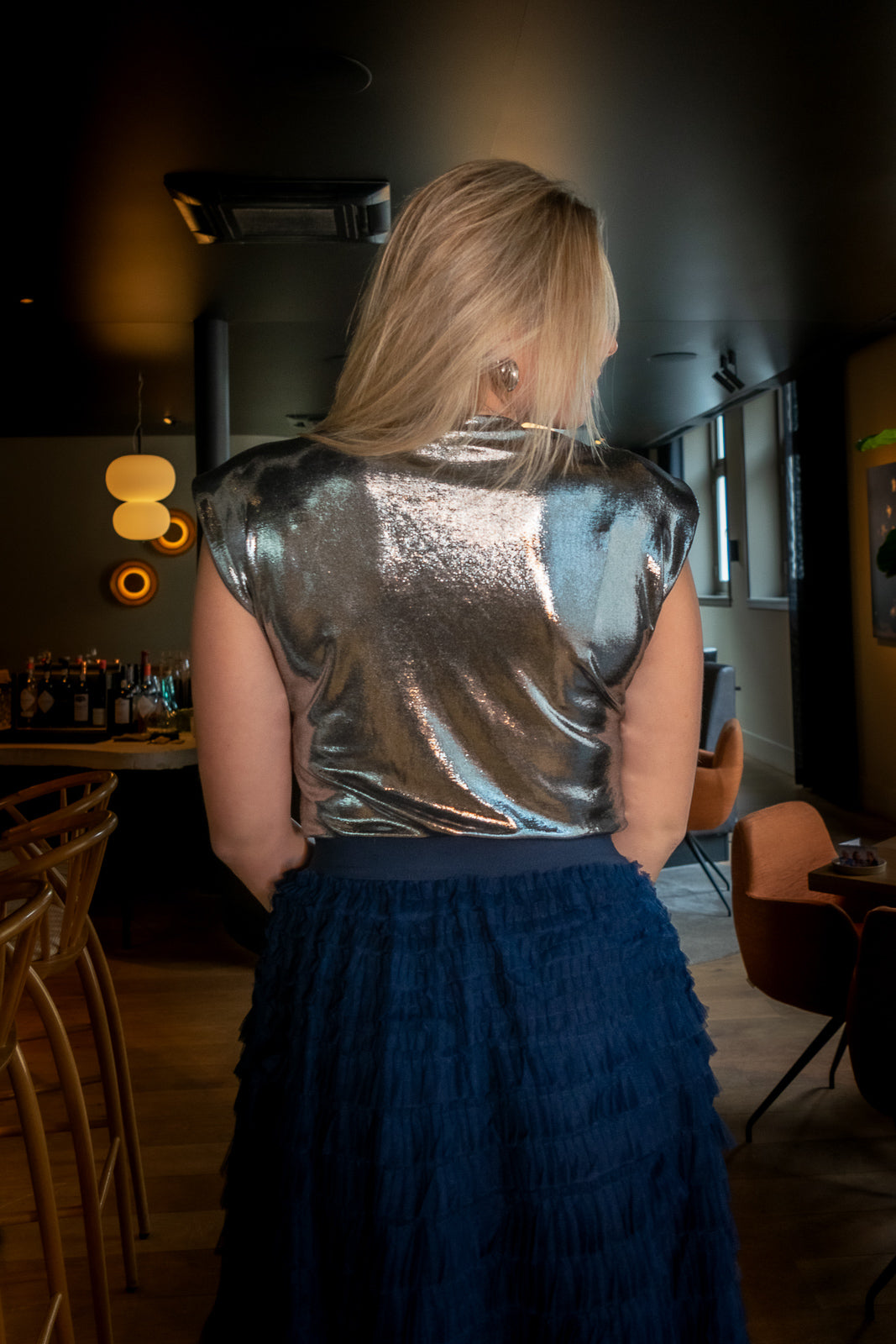 Metallic top Pam Zilver