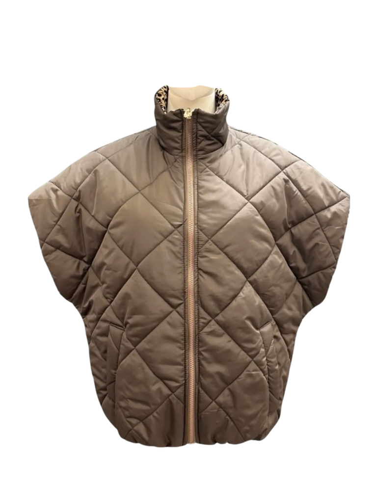 Padded bodywarmer dubbelzijdig Leopard bruin