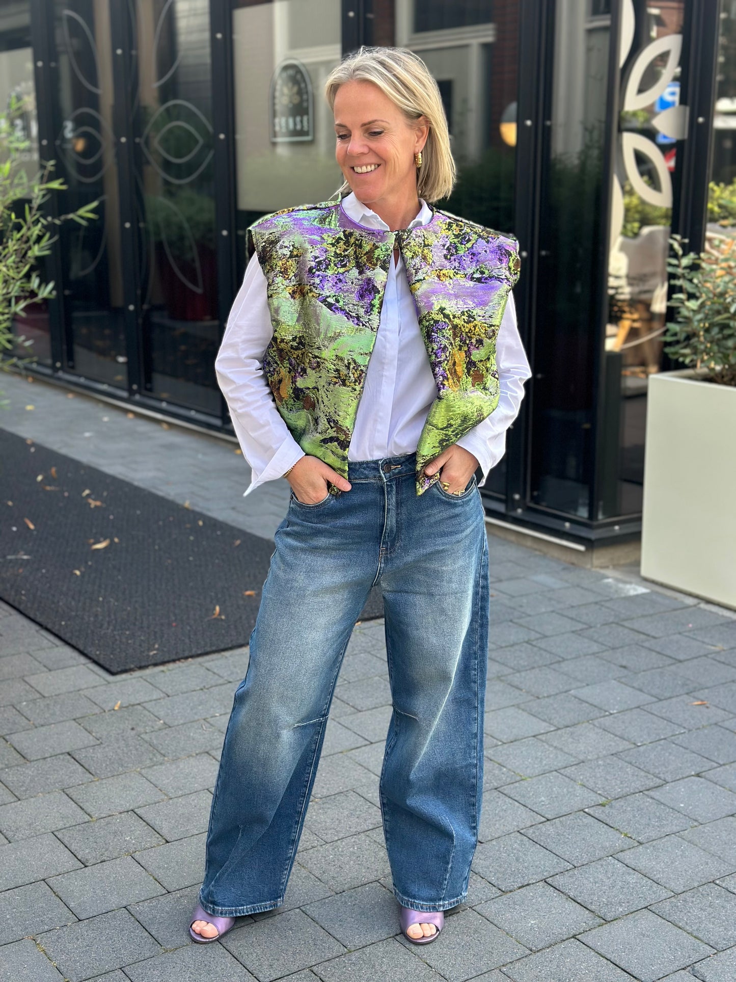 Metallic gilet groen paars