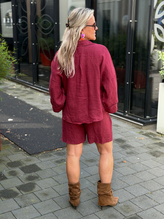 Linnen blouse Linda Bordeaux