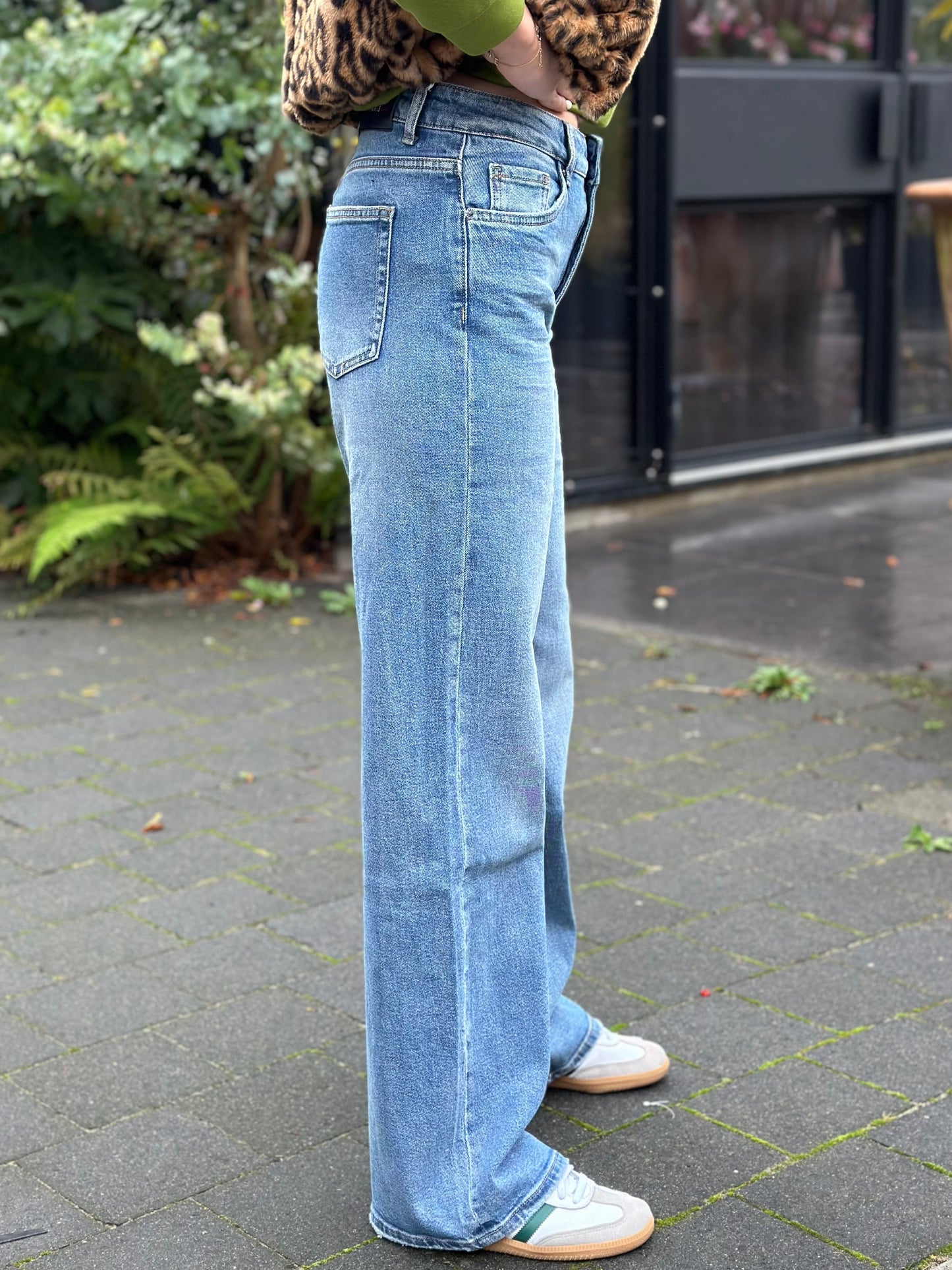 Tall wide leg jeans mid blue Toxik