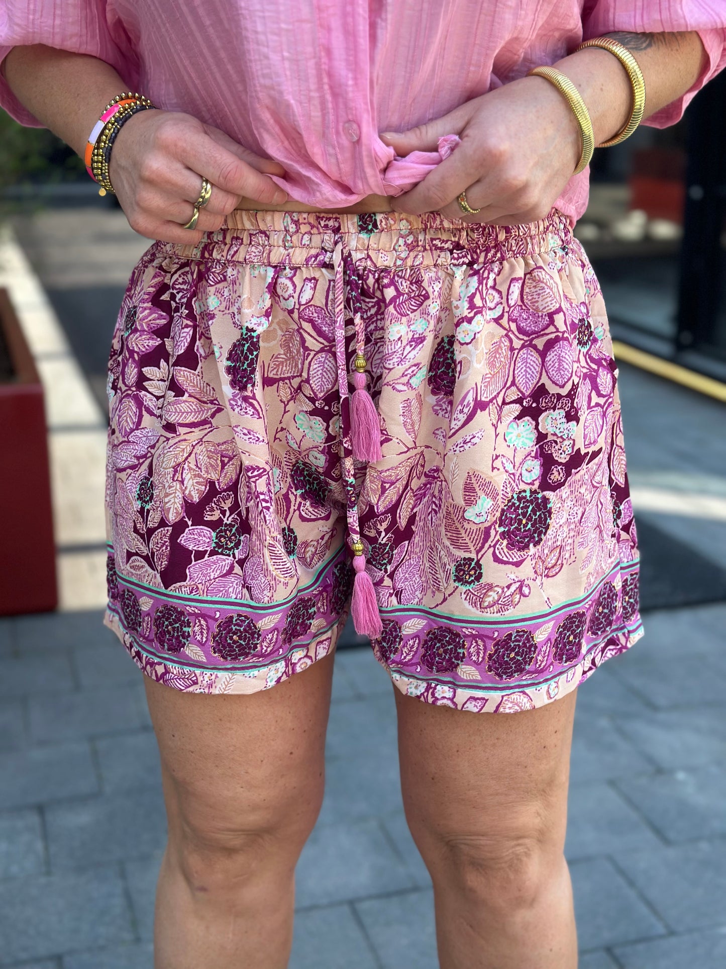 Zijde short India pink