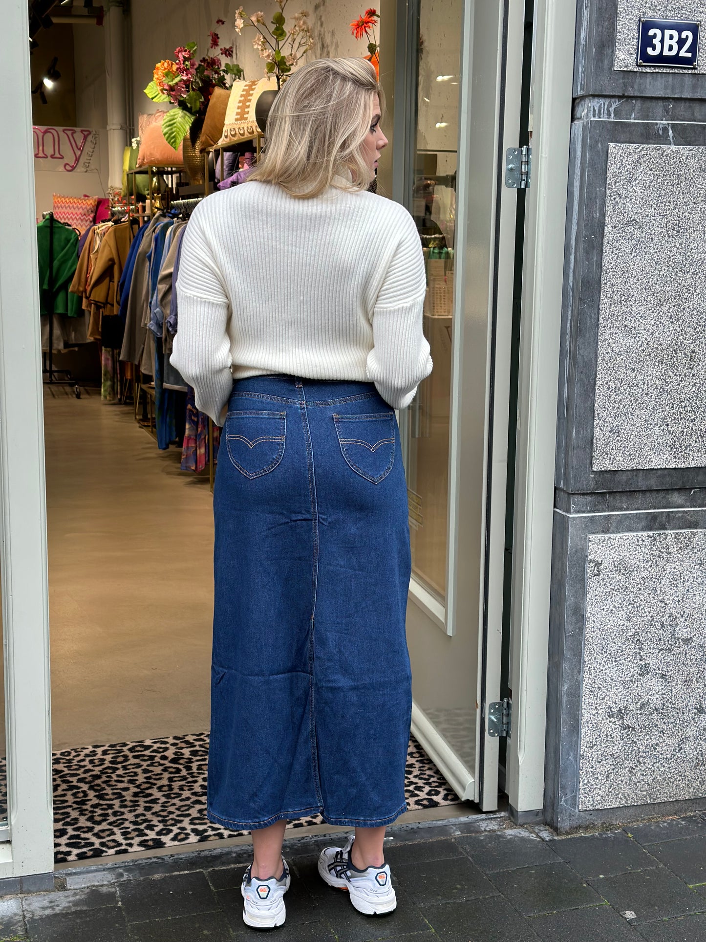Denim stretch rok donker blauw
