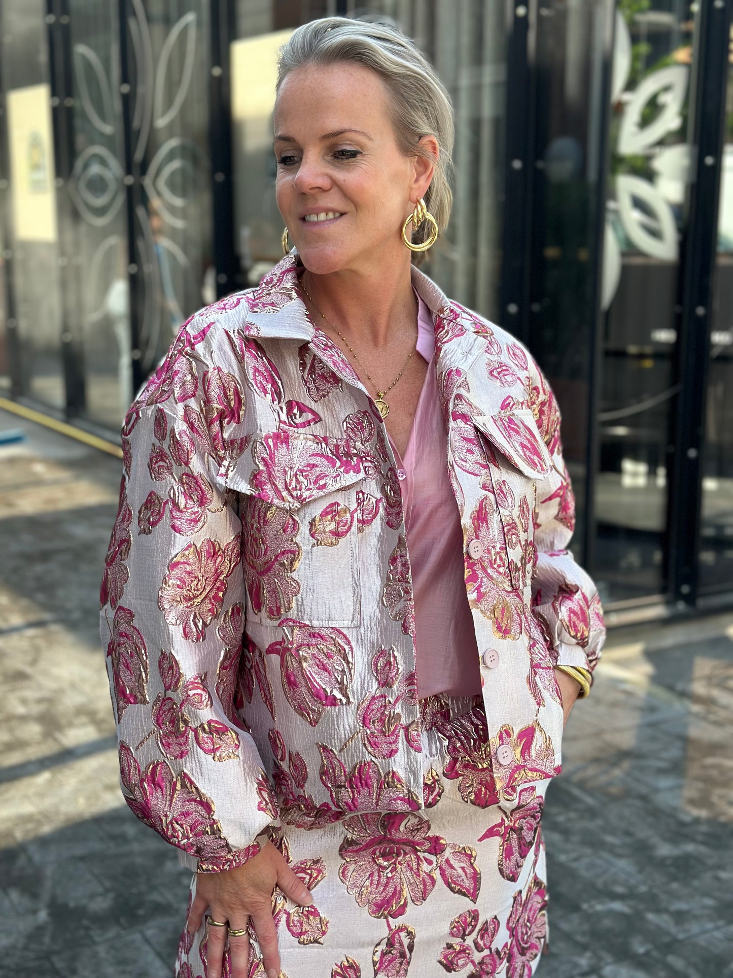 Jaquard Jade jasje roze