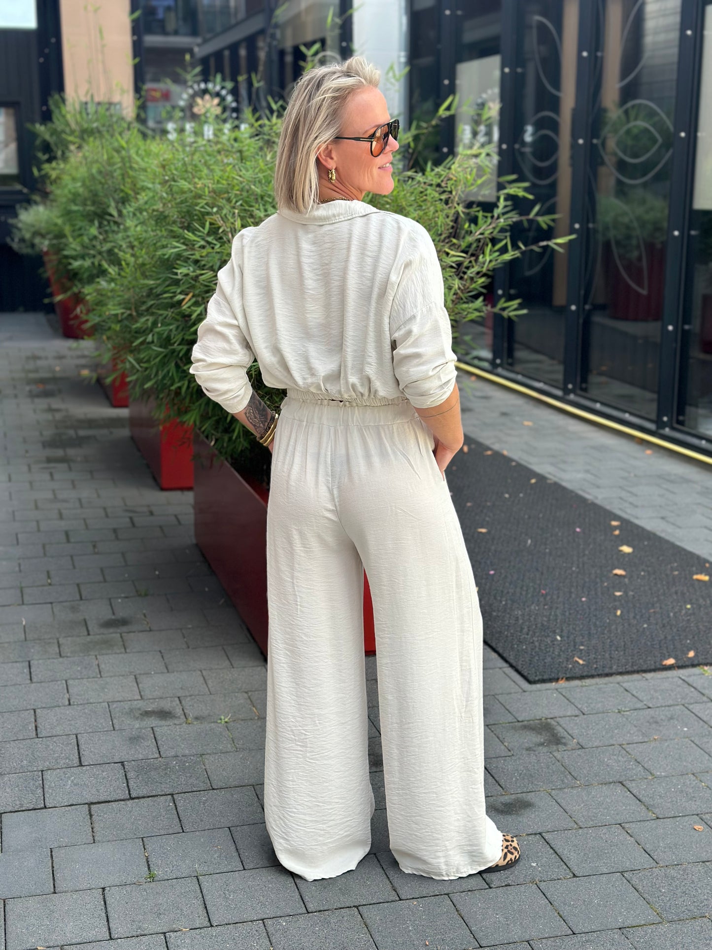 Tweedelige set broek en top off White