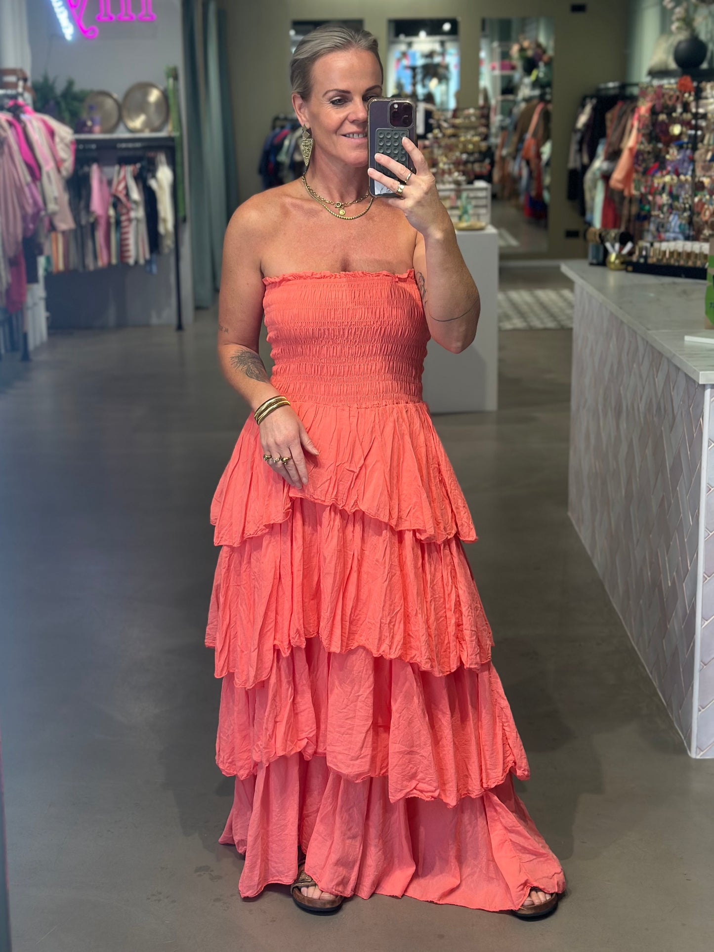 Strapless Dress koraal