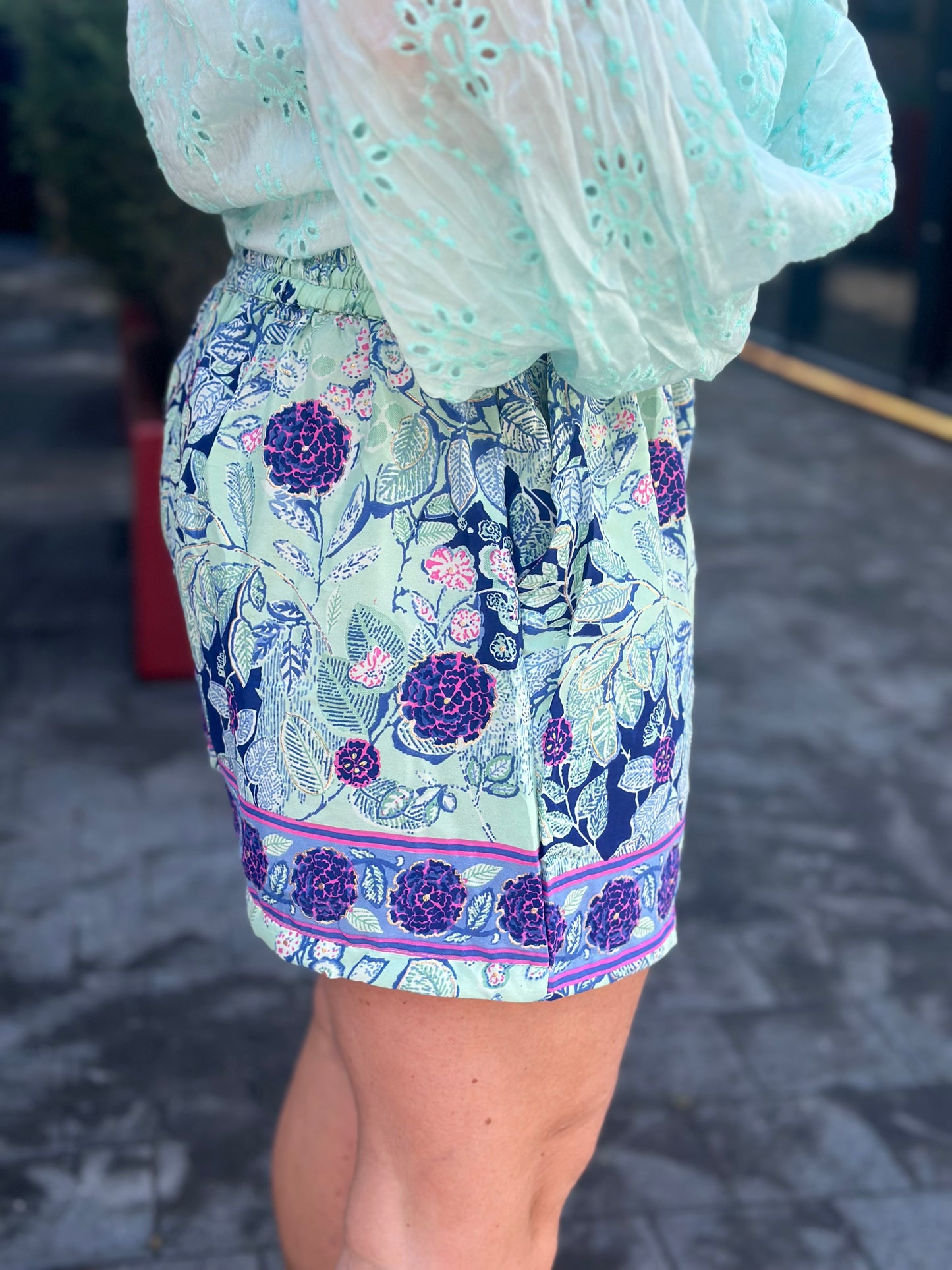 Zijde short India Aqua