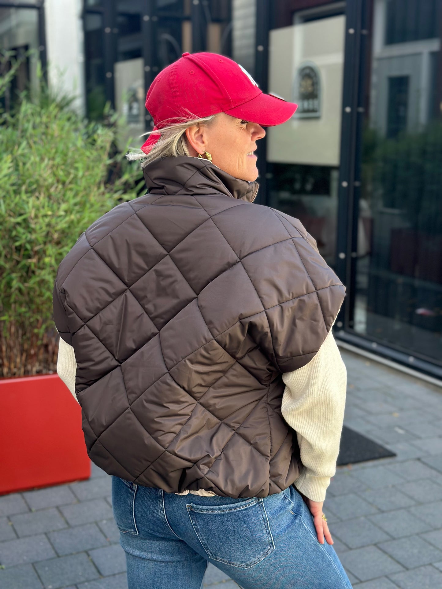Padded bodywarmer dubbelzijdig bruin