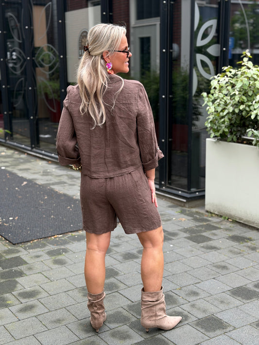 Linnen short bruin