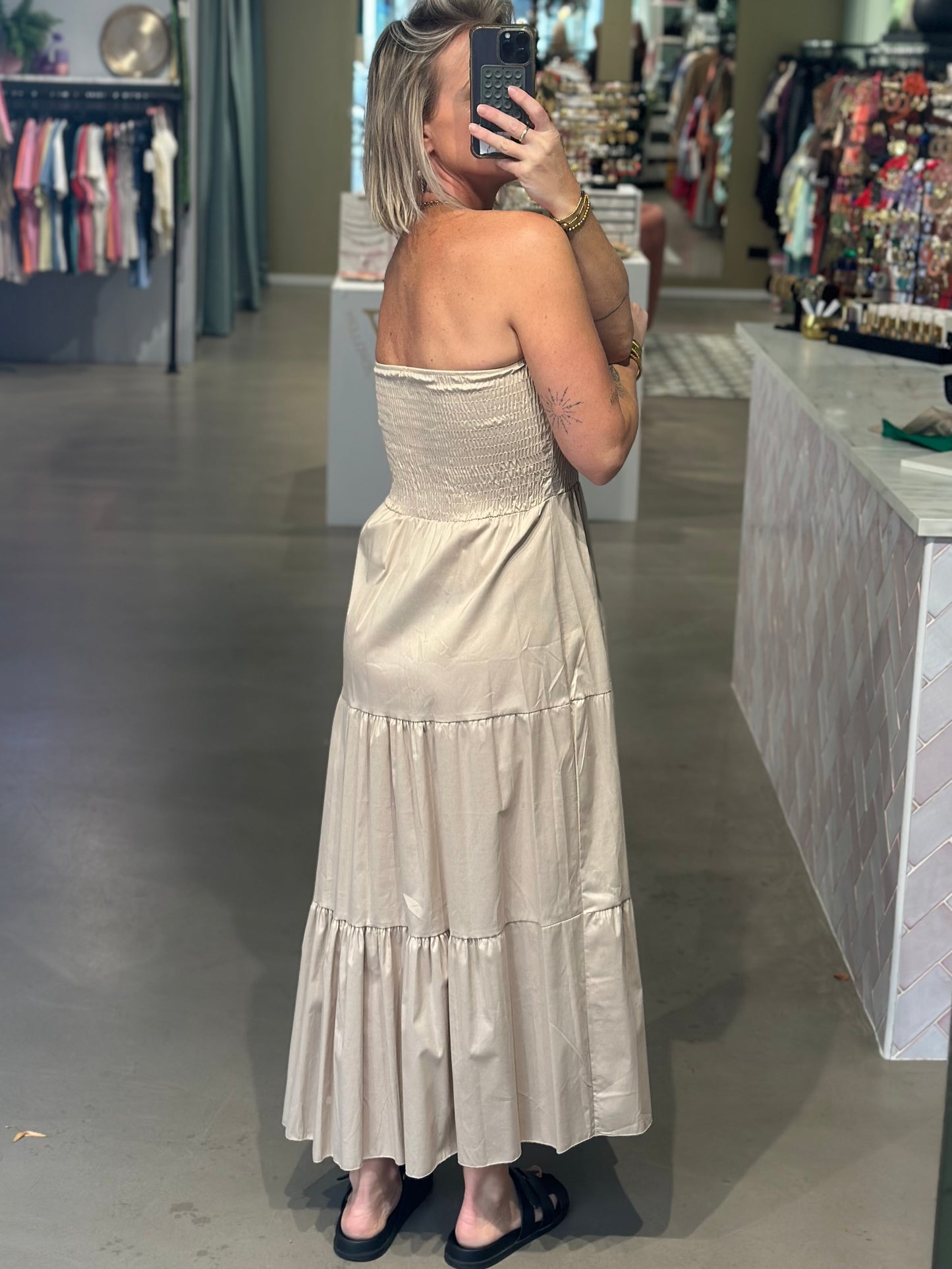 Strapless Dress beige