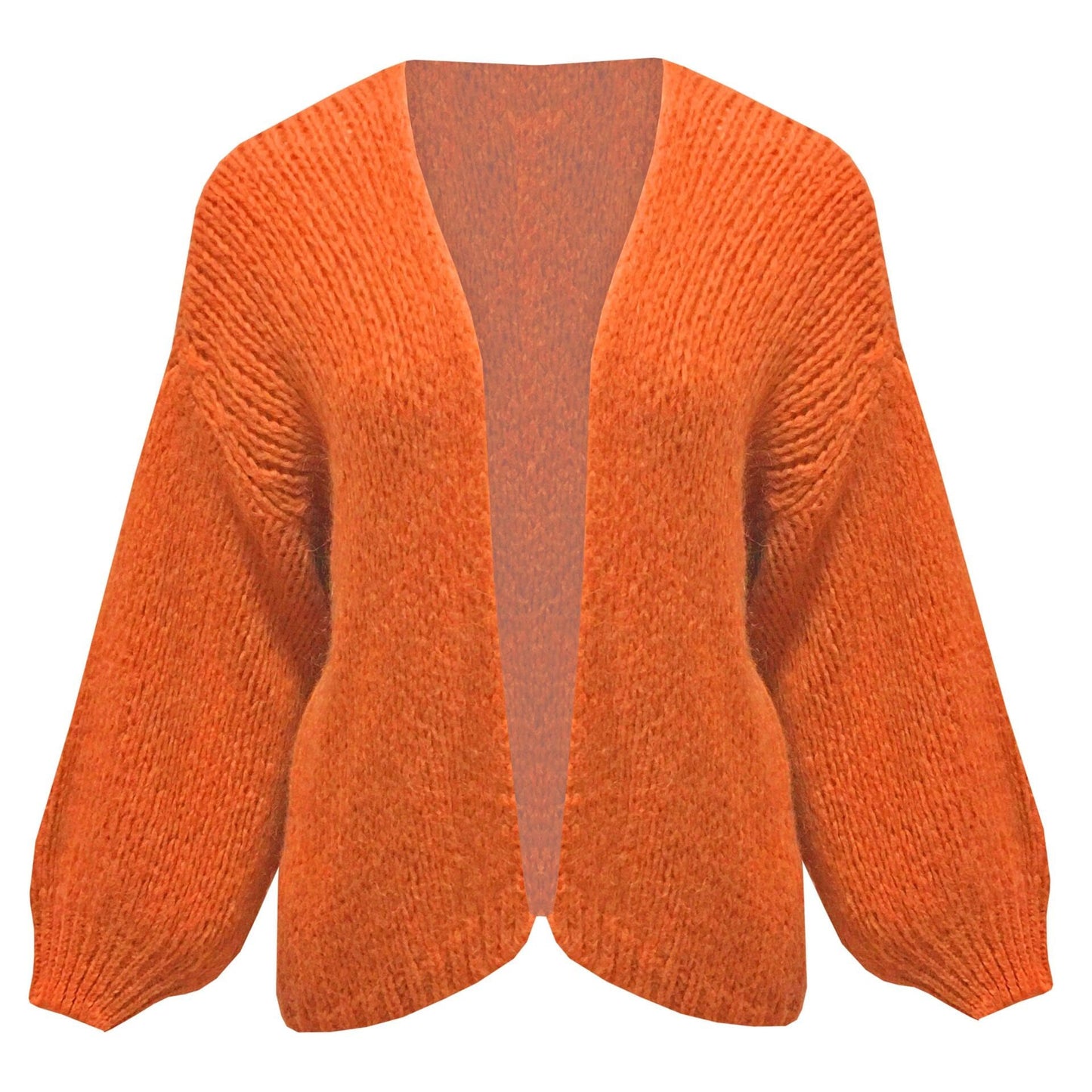 Mohair mix vest kort met pofmouw fel oranje