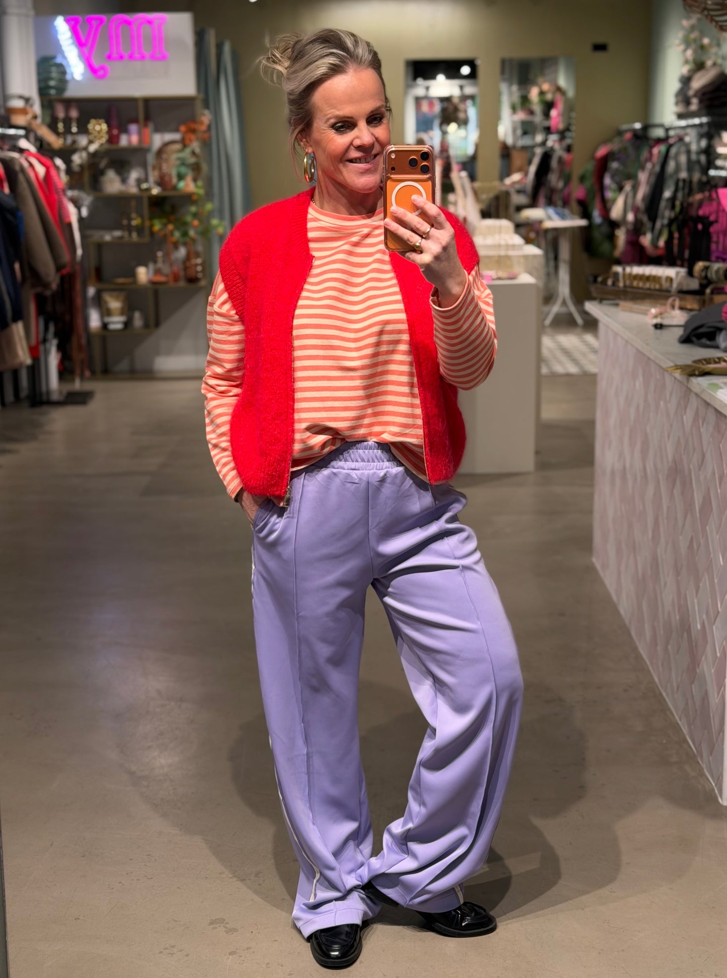 Stripe sweater Peach- beige