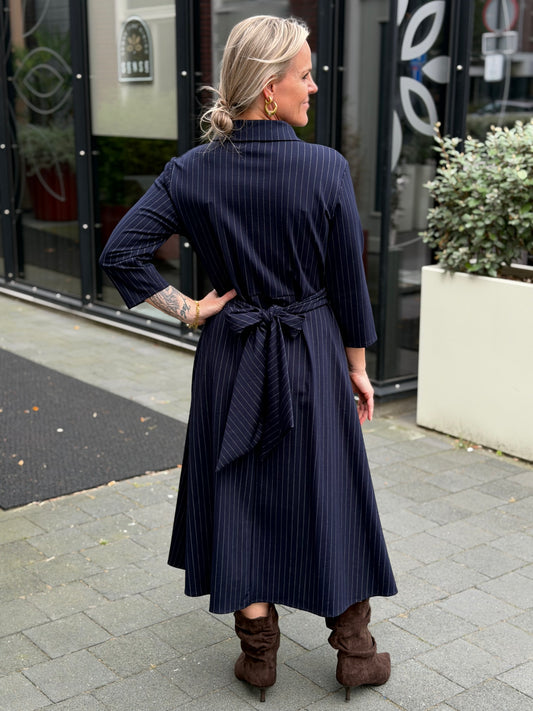 Wikkel jurk Stripe navy
