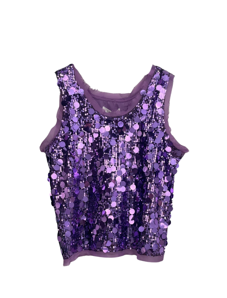 Tanktop paillet lila paars