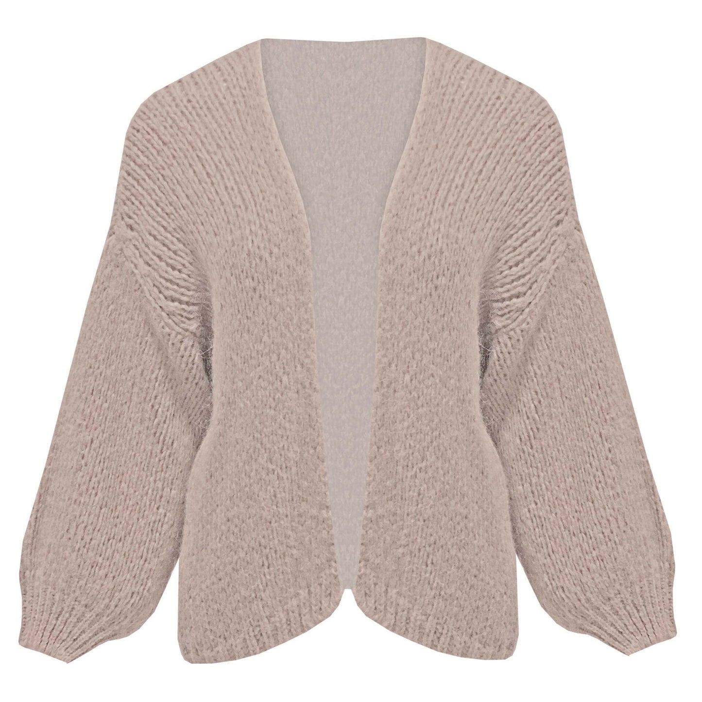 Mohair mix vest kort met pofmouw Licht taupe
