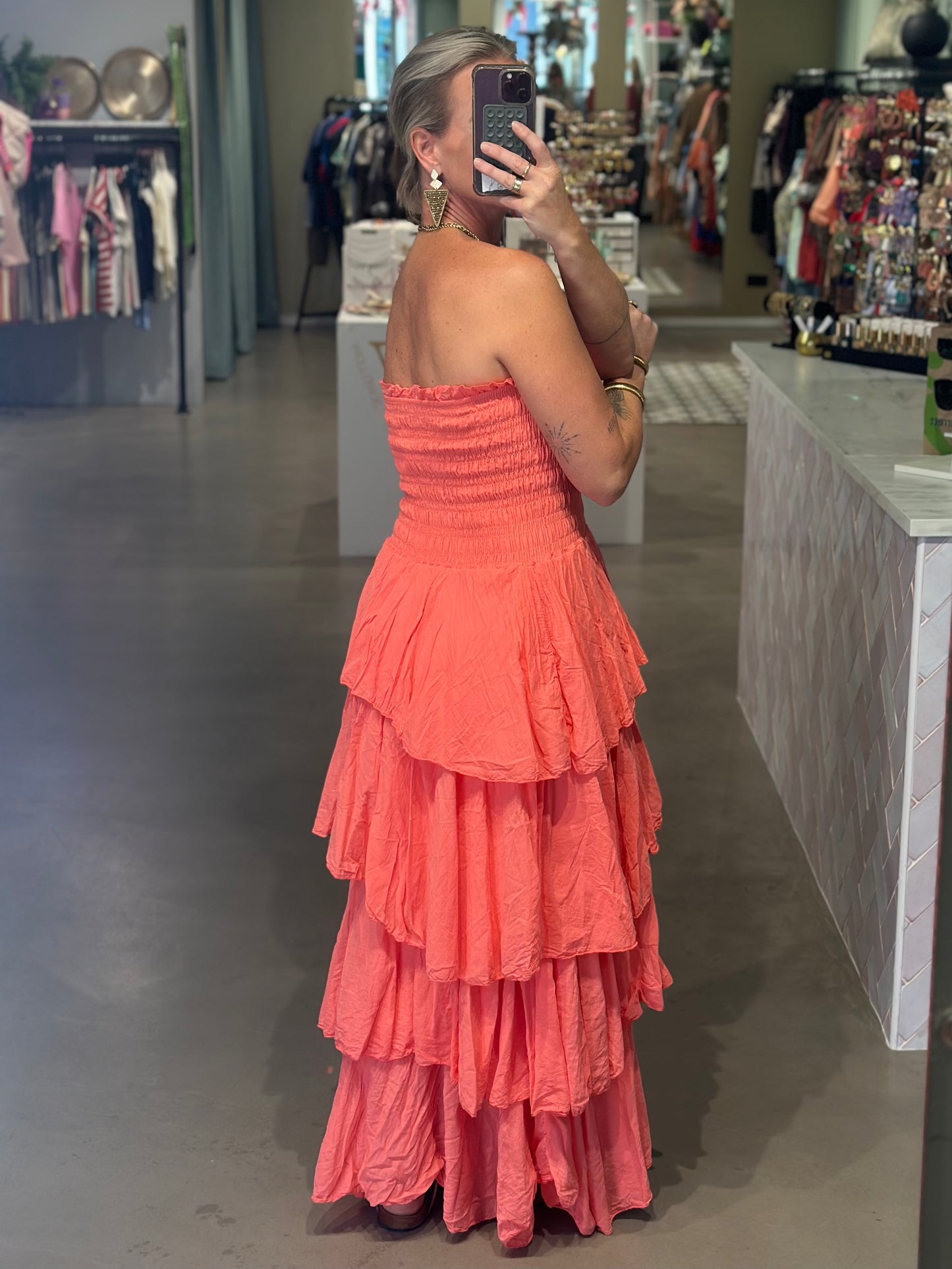 Strapless Dress koraal