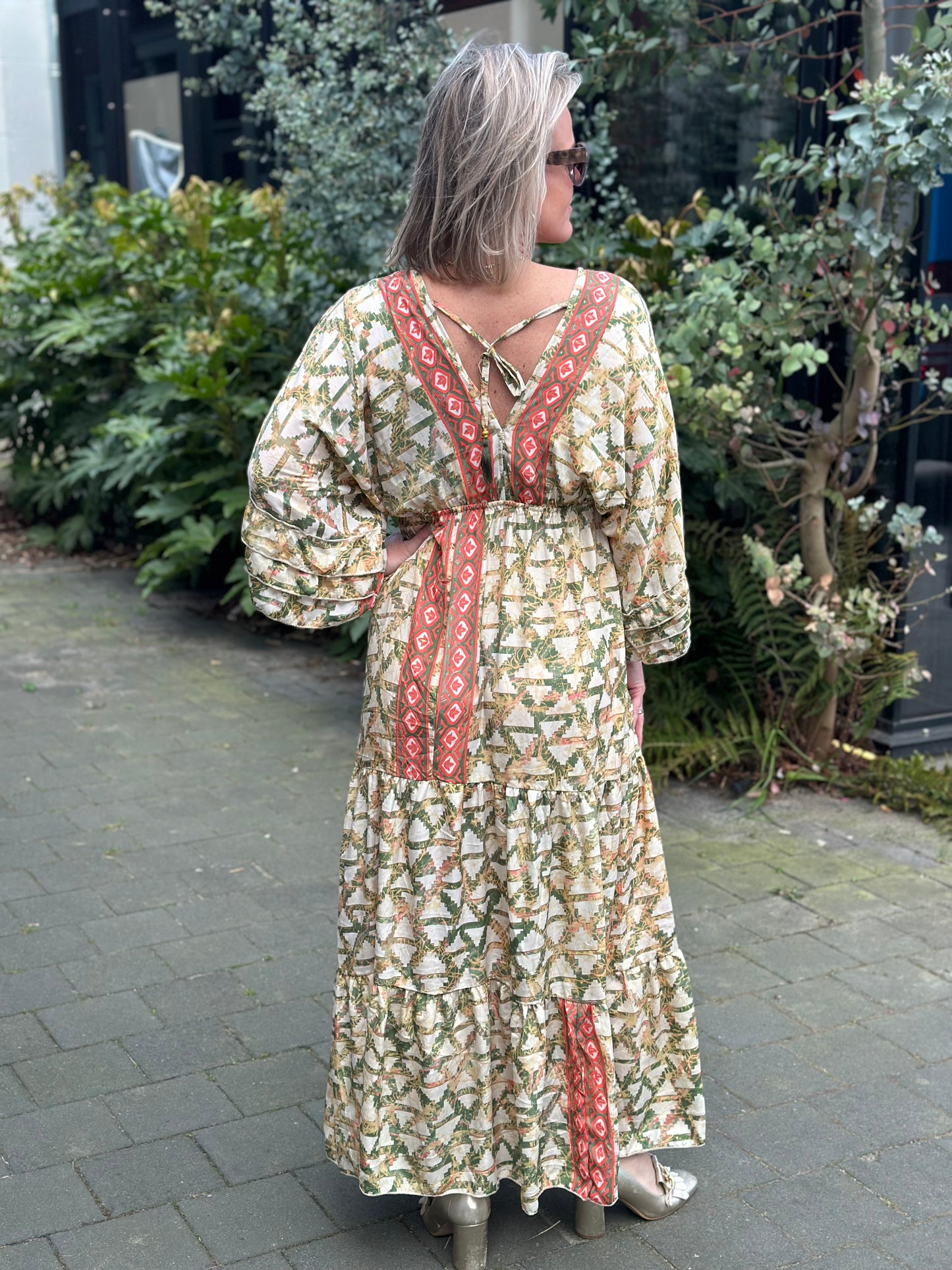 Ibiza Dress beige/groen/koraal