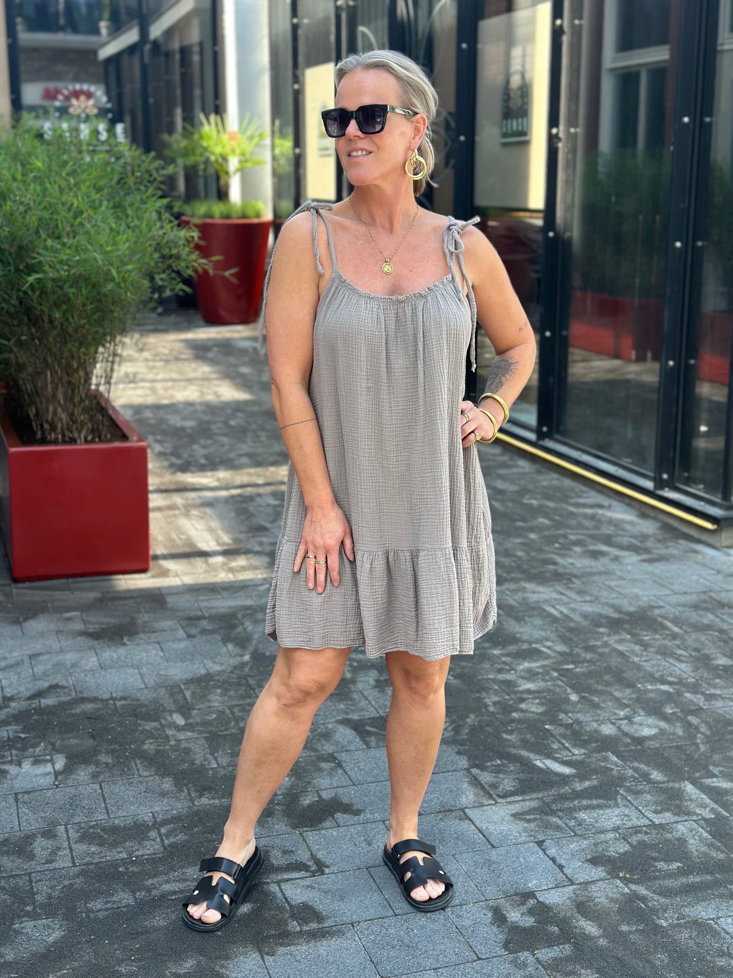 Summer wafel Dress taupe
