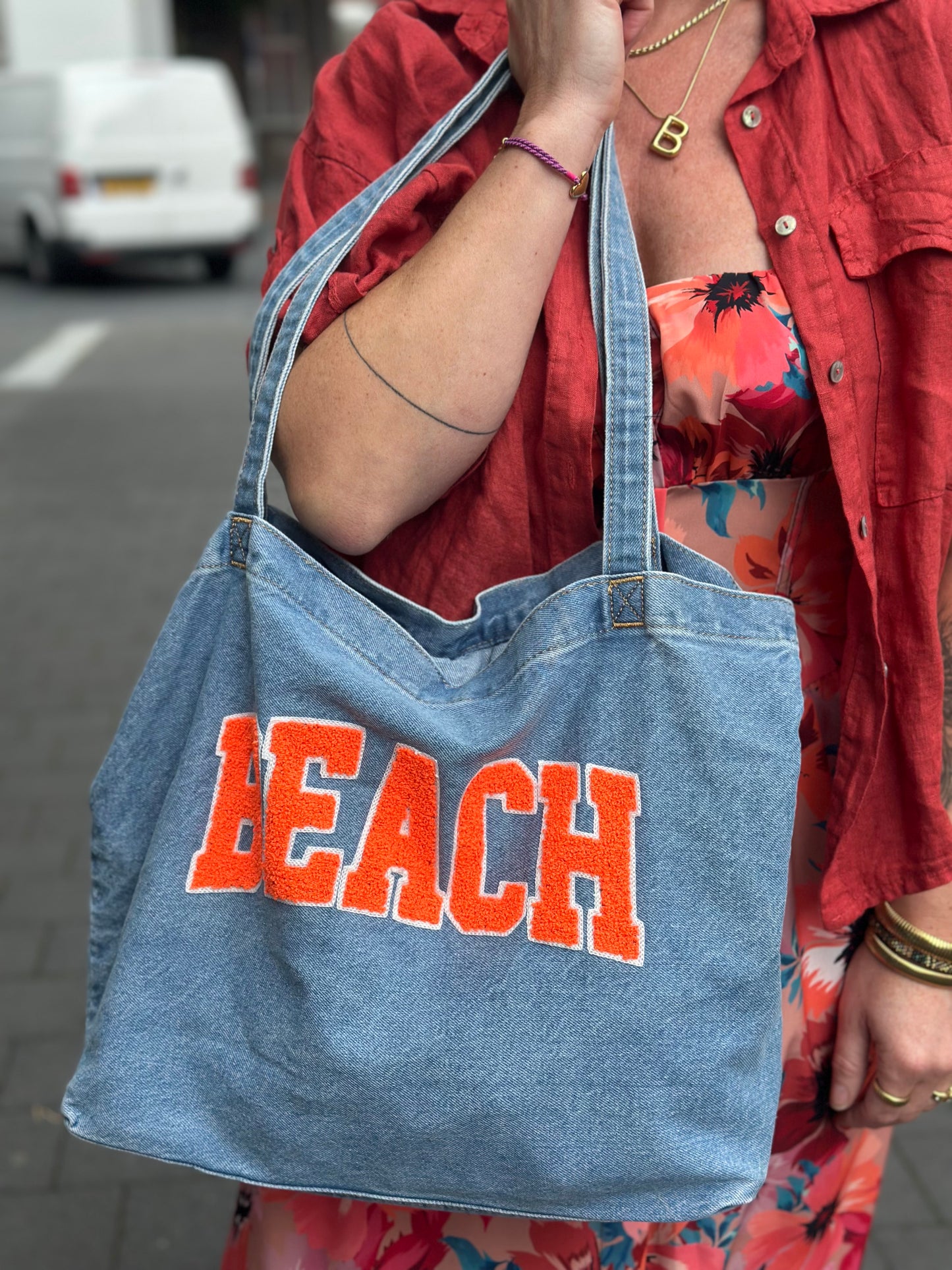 Denim BEACH shopper blauw