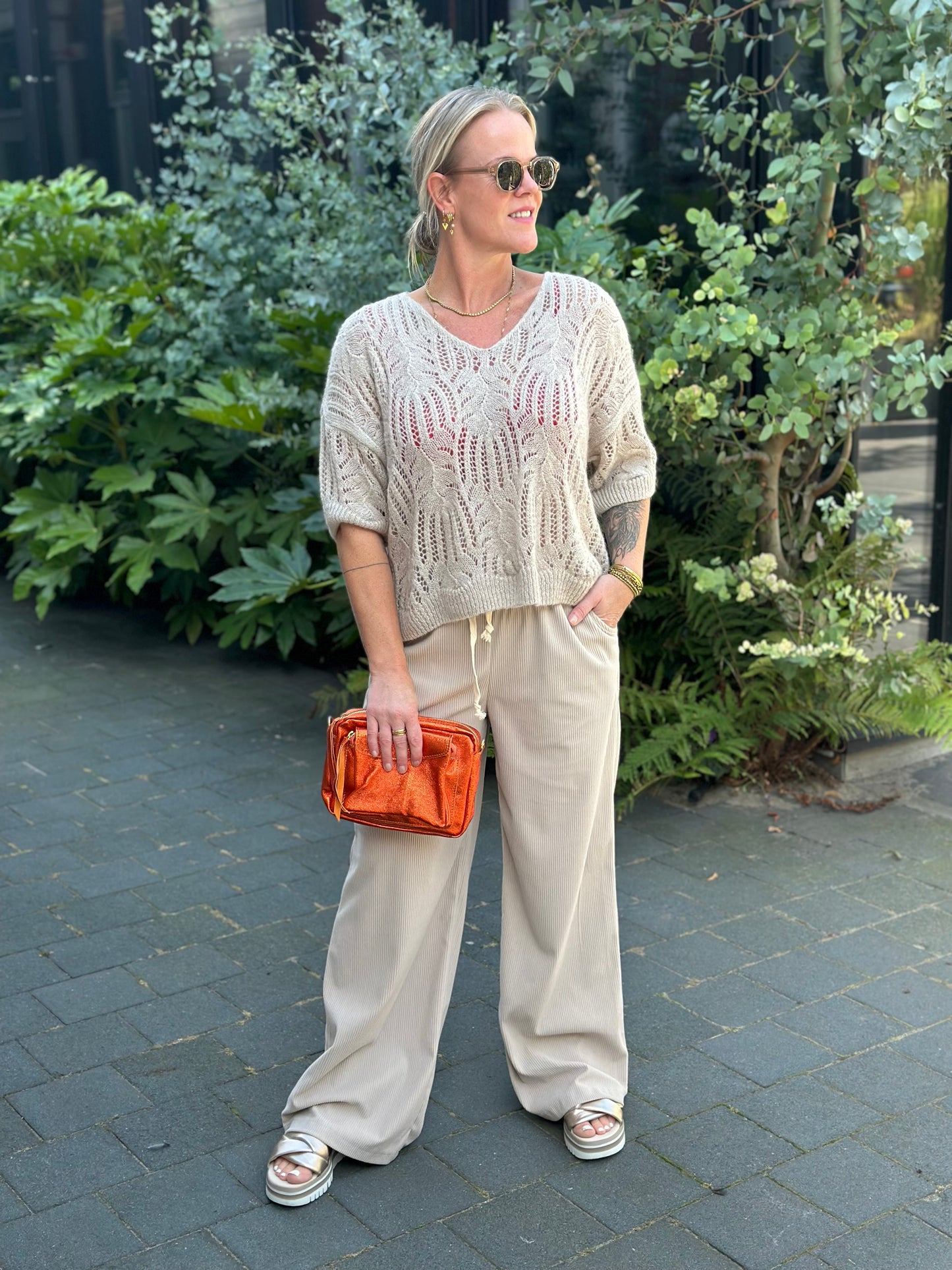 Mohair mix ajour trui km beige