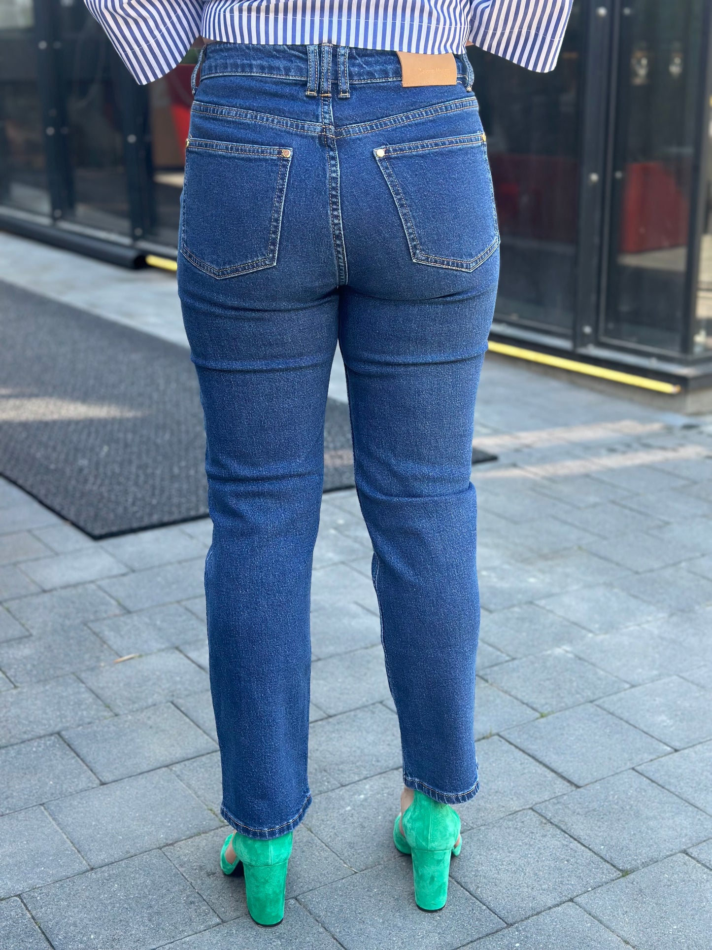 Slim Mom fit jeans dark blue Queen Hearts