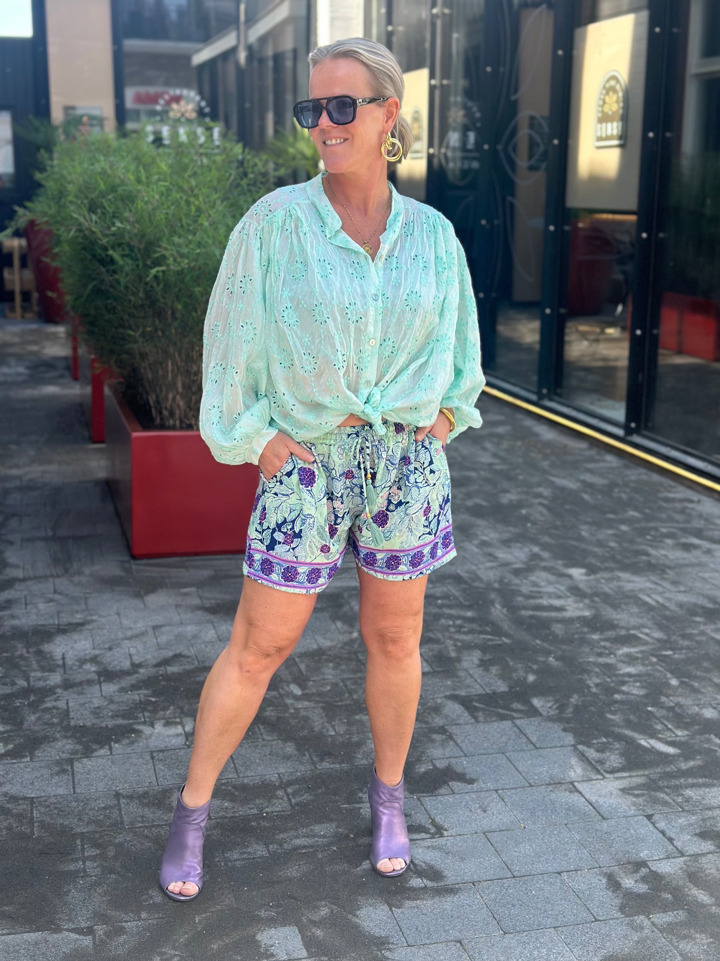 Zijde short India Aqua