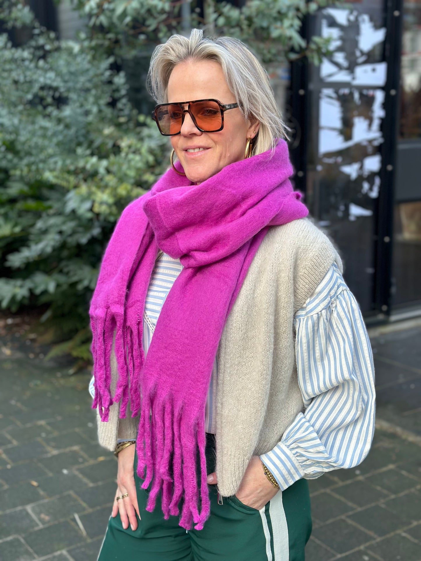 Warme sjaal fuchsia