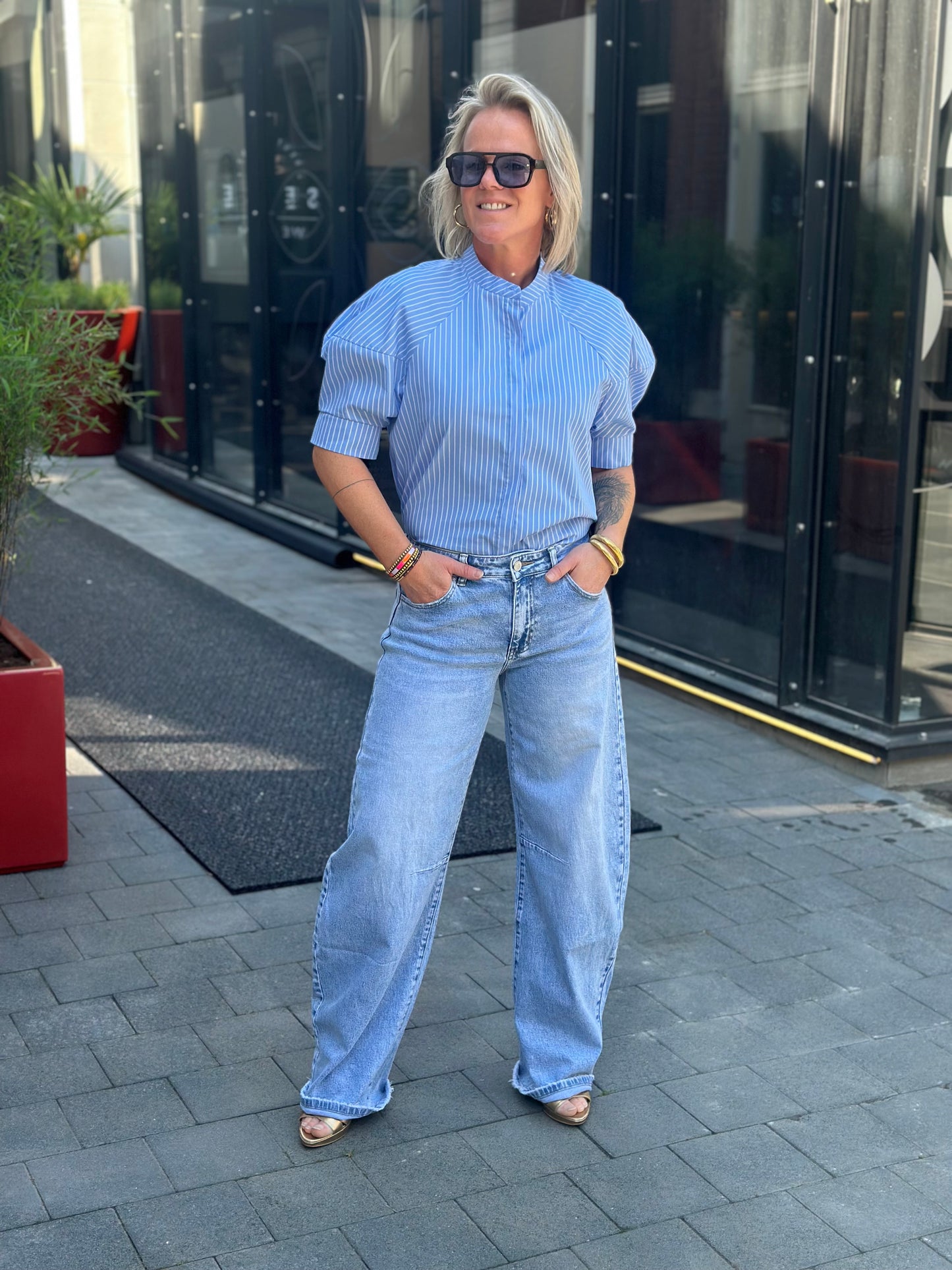 Tall ballon/barrel jeans blue Queen Hearts