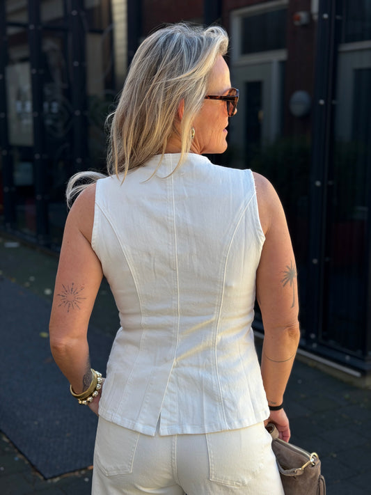 Denim gillet ecru