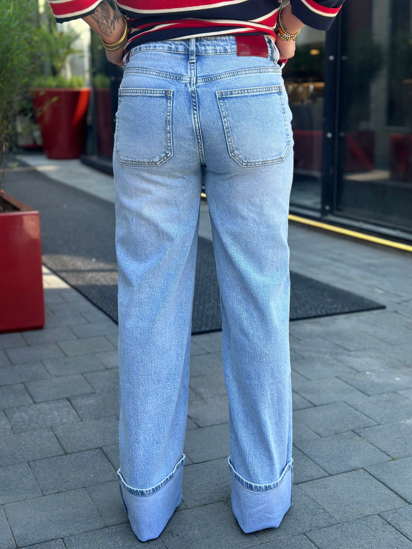 Tall turn up jeans blue Queen Hearts