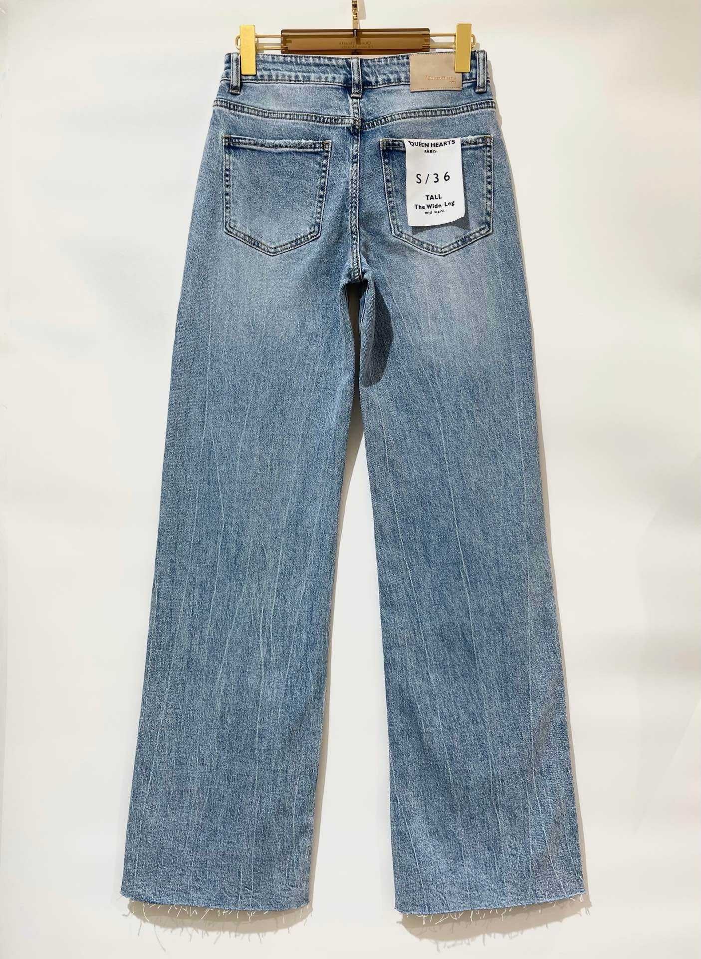 Queen Hearts - Tall wide leg jeans blauw