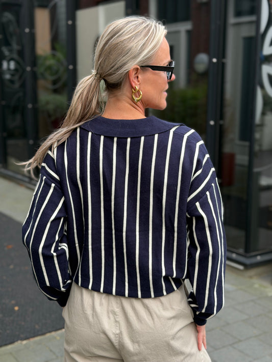 Knitted polo sweater LA navy