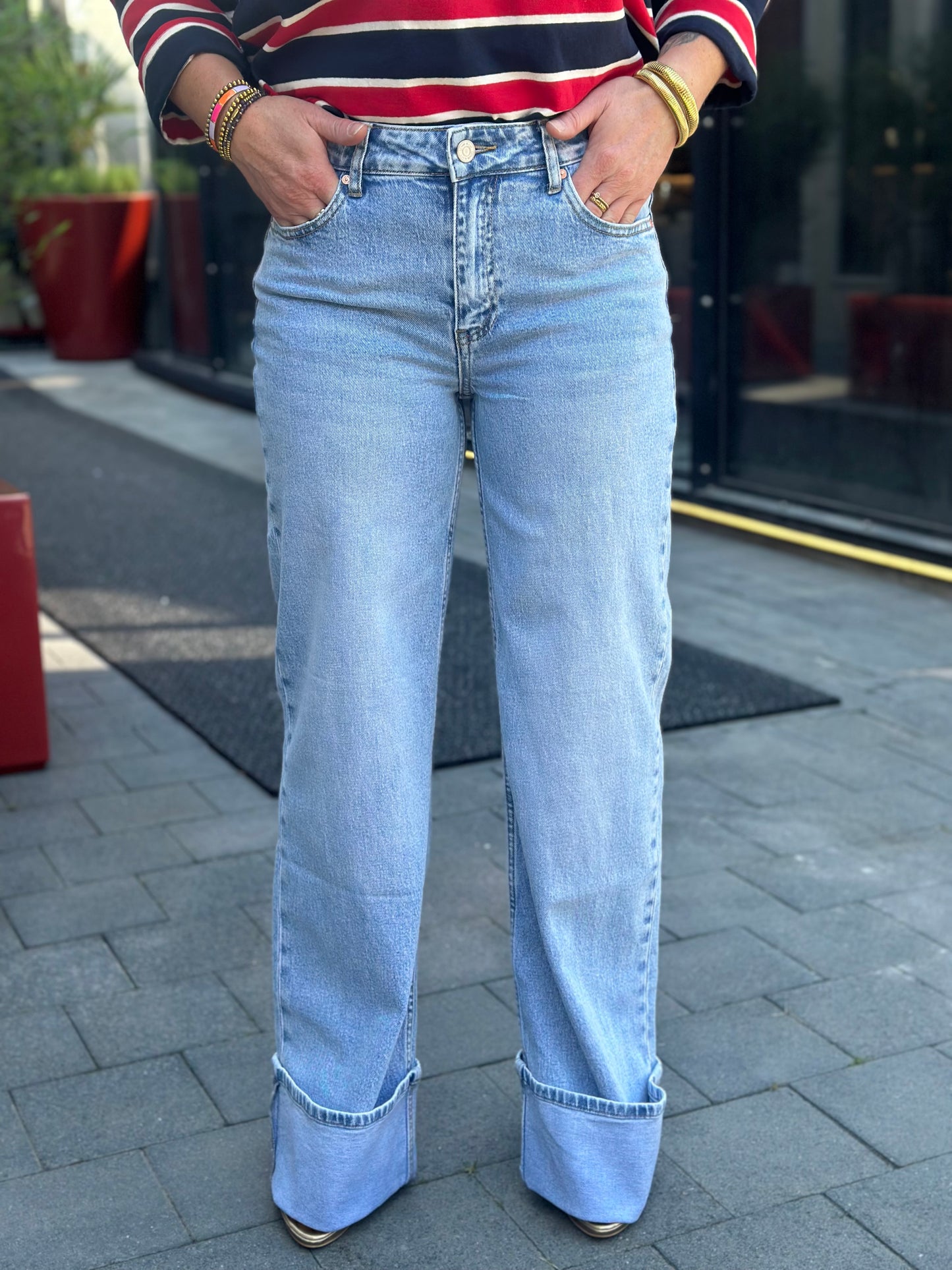 Tall turn up jeans blue Queen Hearts