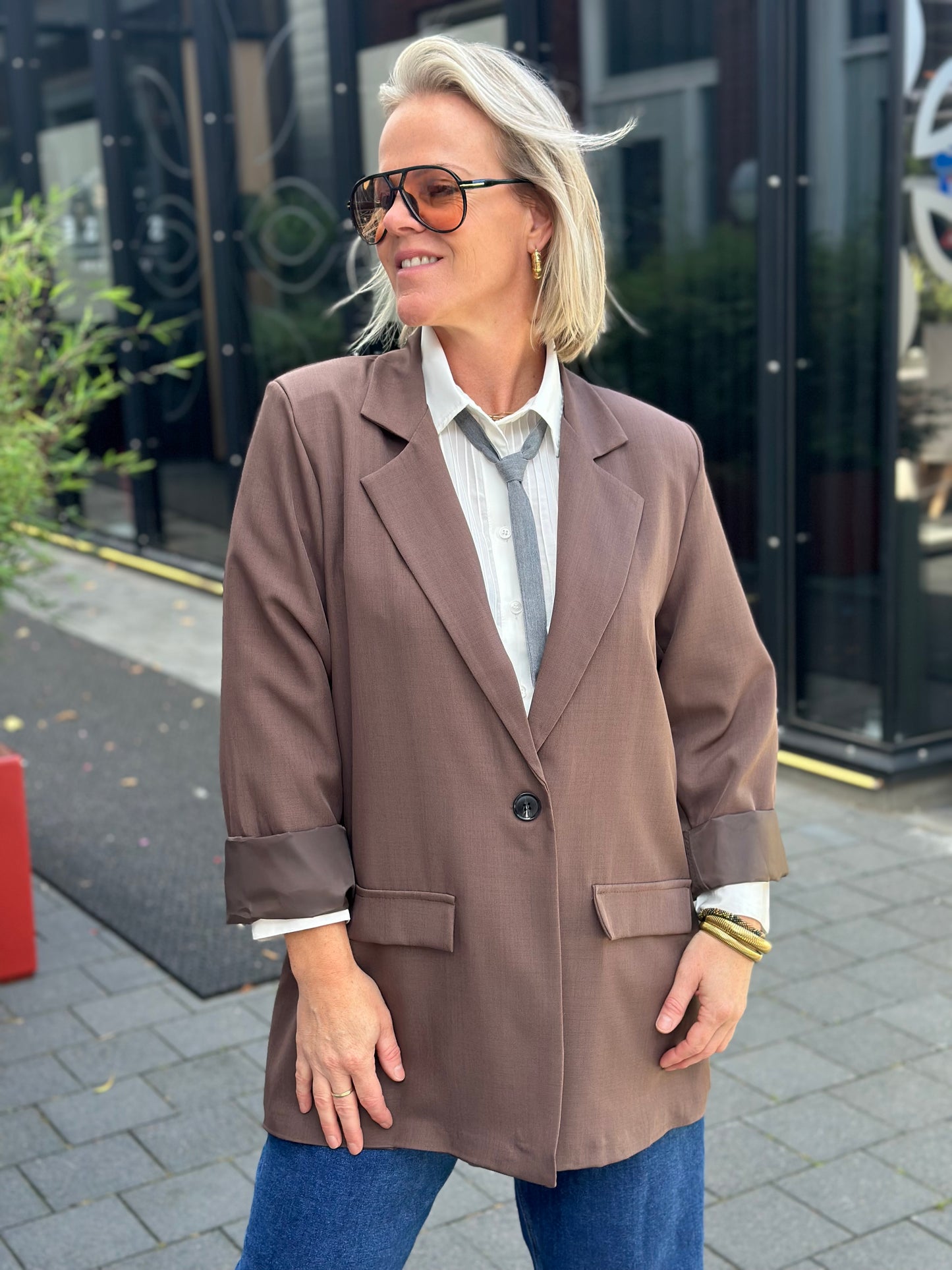 Oversized blazer bruin