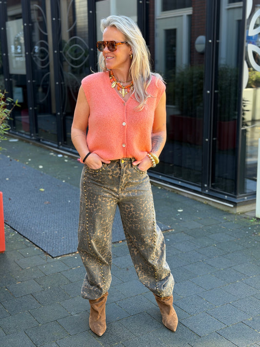 Barrel Jeans studs leopard