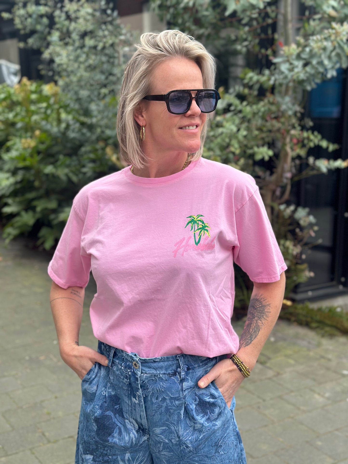 T-shirt Honolulu roze