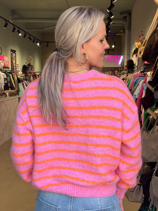 Cardigan Stripe pink Orange