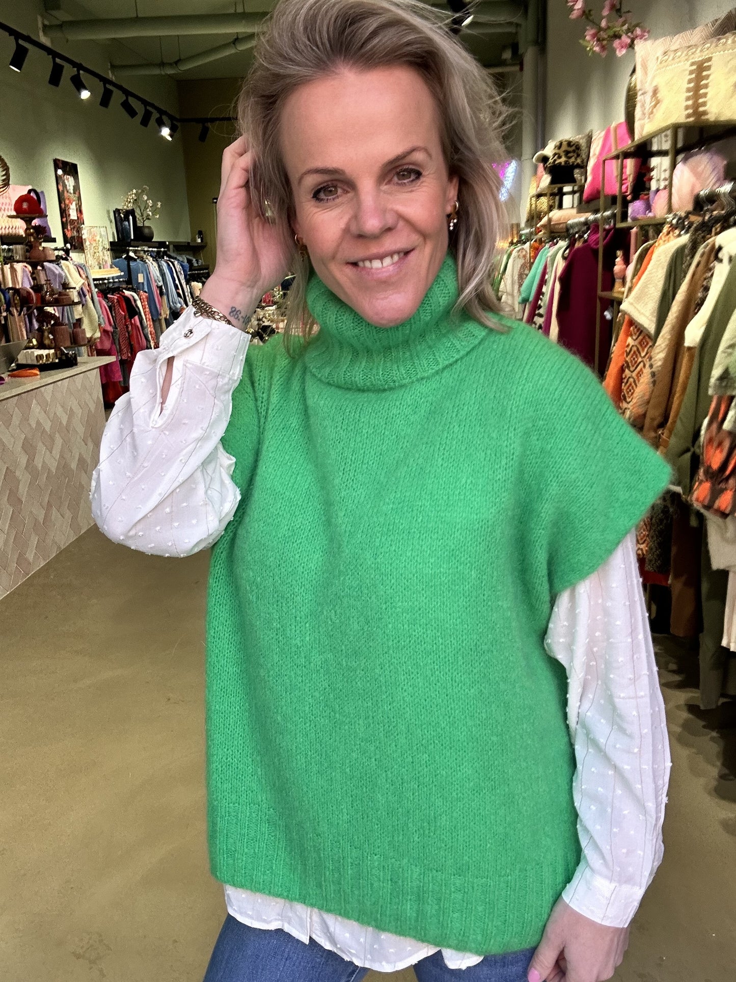 oversized spencer met col groen