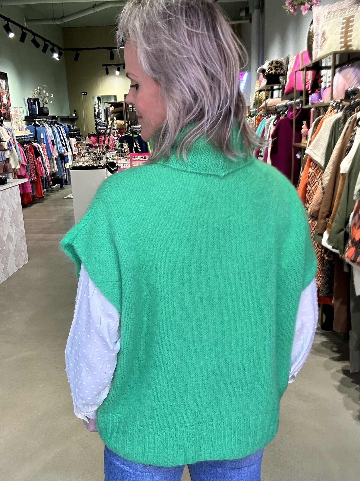oversized spencer met col groen