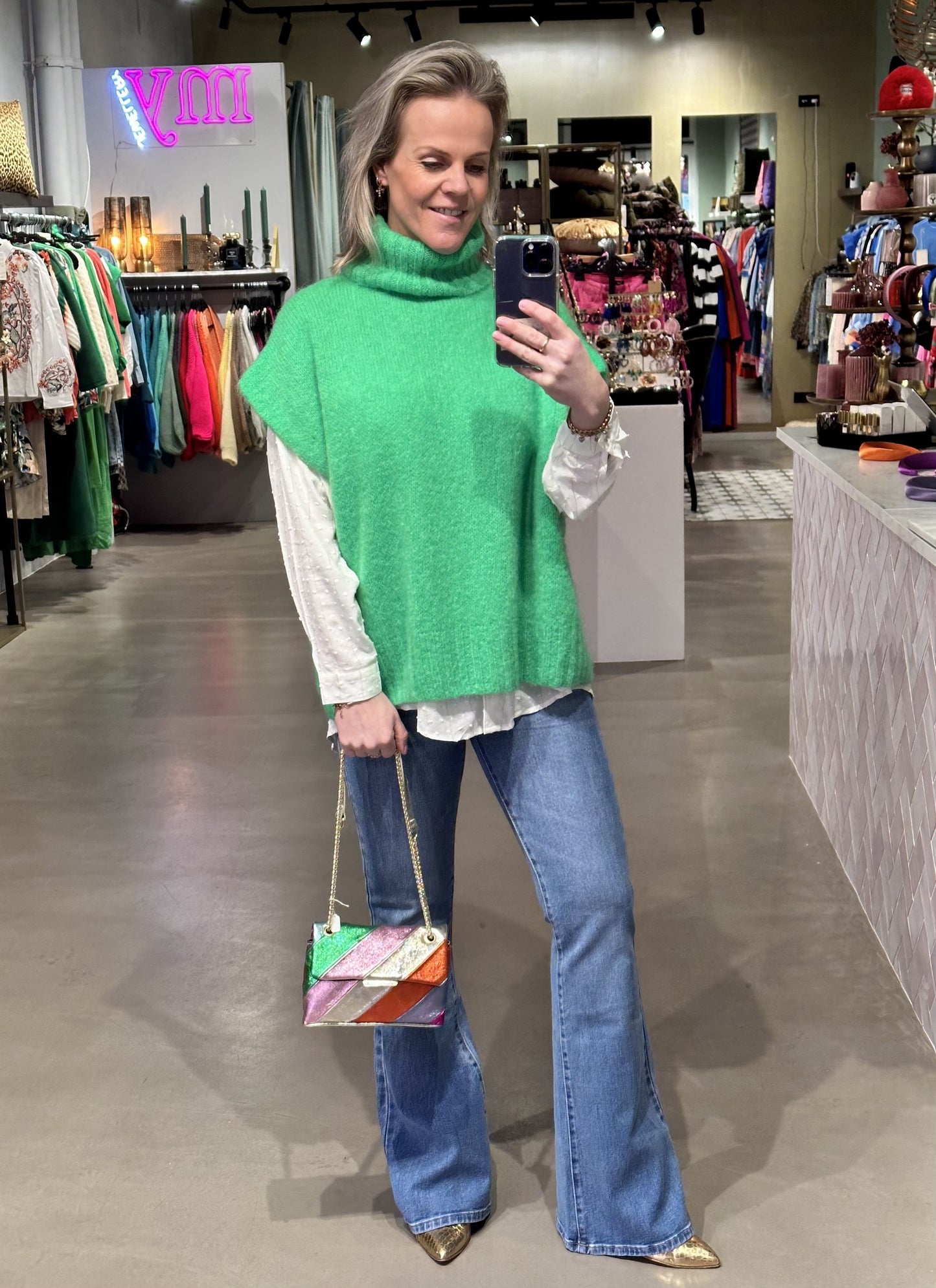 oversized spencer met col groen
